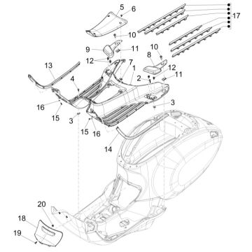 Cache central avant - Repose-pieds Vespa Sprint 50 4T 3V IGET vert metallic 341/ A