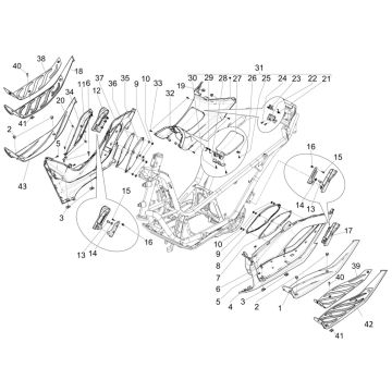 Capot central - MarchepiedPiaggio MP3 300 HPE/300 HPE SPORT E5 ABS 2020-2022 (EMEA)