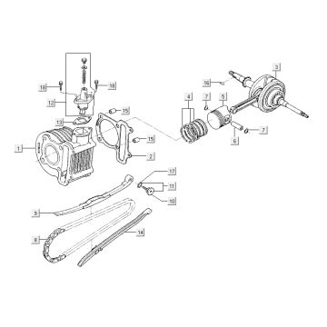 cylindre-vilebrequin Kymco Agility RS 4 temps noir 11
