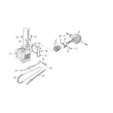 Cylindre vilebrequin Kymco Agility FR 12" 4 temps euro4 noir