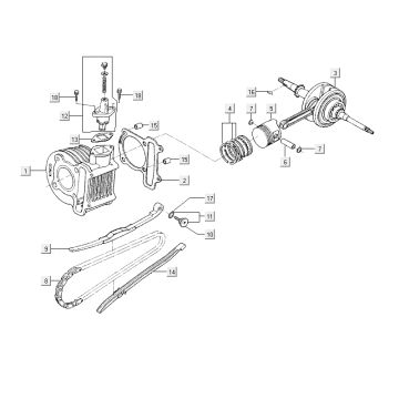 Cylindre vilebrequin Kymco Delivery 4 temps blanc