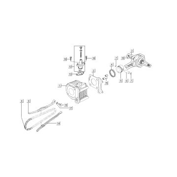 Cylindre - Vilebrequin Kymco Super8 50 4T AC 2007-2009 orange