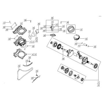 Cylindre - Piston - Vilebrequin Kymco MXU 50 2T AC