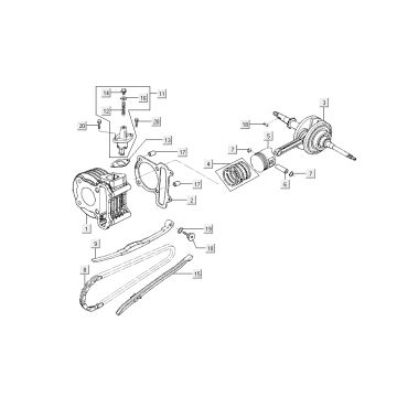 cylindre-piston-vilebrequin Kymco Sento 4 temps Blanc