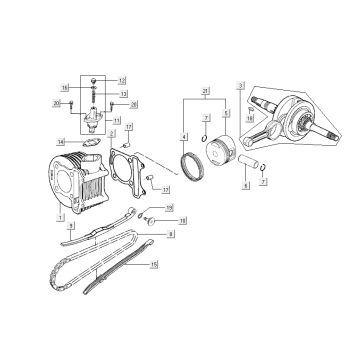 Cylindre - Piston - Vilebrequin Kymco New Dink 50 4T AC gris foncé