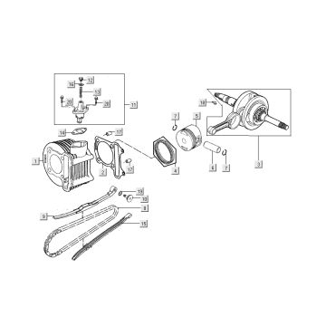 Cylindre - Piston - Vilebrequin Kymco People S 50 4T AC titane