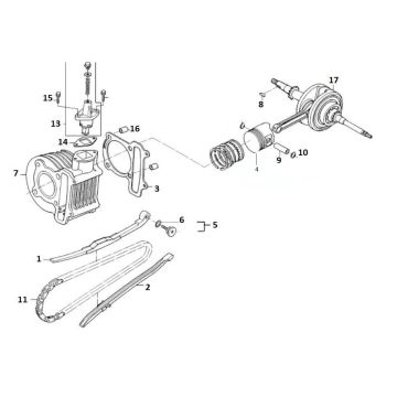 Cylindre - Piston - Vilebrequin AGM VX 50i 4T AC