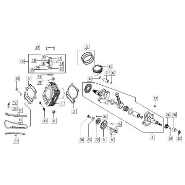 Cylindre - Piston - Vilebrequin Kymco MXU 400 4T AC