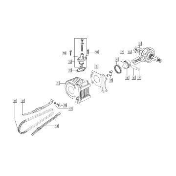 Cylindre - Piston - Vilebrequin  Kymco Super8 Street 50 4T AC rouge