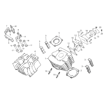 Cylindre - Culasse - Collecteur d'admission Honda MB/MT/MTX 80