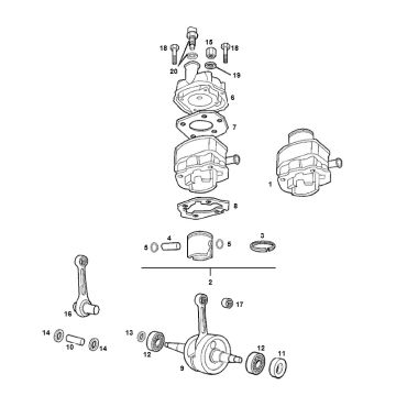 Cylindre - Vilebrequin Derbi Senda R 50 2T LC (Moteur EBE050)