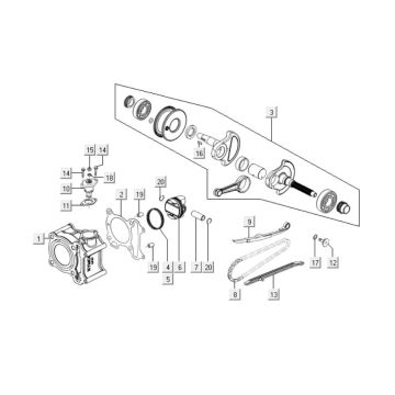 Cylindre - Piston - Vilebrequin Kymco Downtown 125i 4T LC