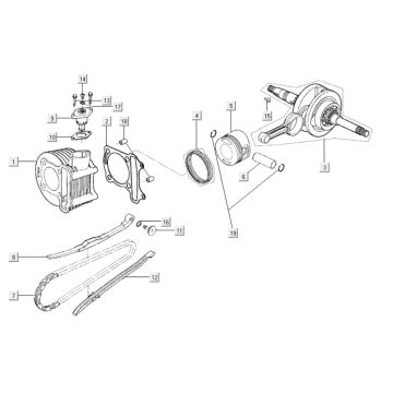 Cylindre - Piston - Vilebrequin Kymco Like 125 4T AC