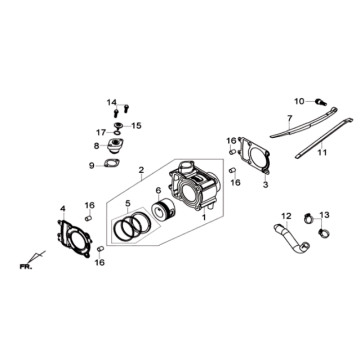 Cylindre avec piston/joint de culasse/joint de base Sym Joymax 125I ABS