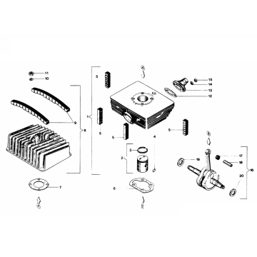 Cylindre - Collecteur d'admission - Vilebrequin Zundap GTS 50 529-028 et 029