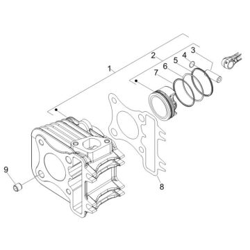 Cylindre - Piston Vespa LXV 4T 2V AC 25km/h