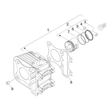 Cylindre Vespa Lx 45km 4 temps 4 soupapes