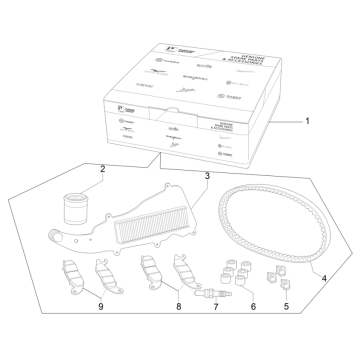 Kit complet d'usure et d'entretien Vespa GTS 125 4T E4 ABS 2019 (EMEA)
