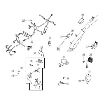 Commutateur d'allumage - elektra Kymco Super 8 Street 4 temps rouge
