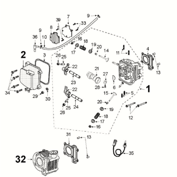 Cylindre - Culasse - Arbre à cames Peugeot Django 4 temps Euro 5