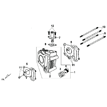 Cylindre - Joint de culasse - Joint de base de cylindre Sym Symphony SR 50 4T AC noir (BK-5560)