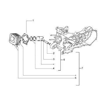 Cylindre - Piston - Axe de poignet, assy Piaggio Zip RST