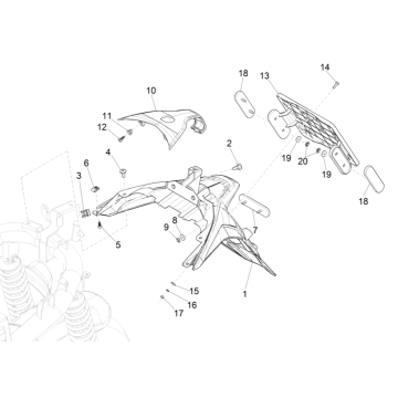 Capot arrière - Piaggio Medley 125 ABS E5 Mudflap 2021-2022 (EMEA)