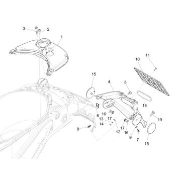 Garde boue arrière Vespa Primavera 4 temps 2 soupapes bleu 260/A