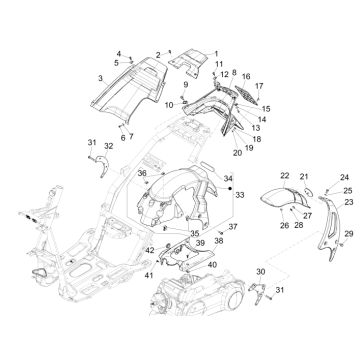 Plaques de protection arrière - Bavettes garde-boue Piaggio NRG Power DD 2007-2017 noir météore 94/A