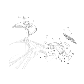 Garde boue arrière Vespa Sprint 4 temps 3 soupapes (injection euro5 IGET)