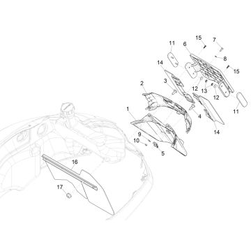 Garde-boue arrière Vespa GTS 125 4 temps IE ABS Euro4 2016-2018