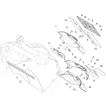 Plaques de protection arrière Vespa GTS 300 ie 2008-2016 (avec et sans ABS) noires 85/B