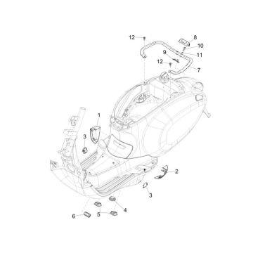 Caoutchoucs de cadre - Poignée passager Vespa Sprint 50 4T 4V AC AC noir brillant 94