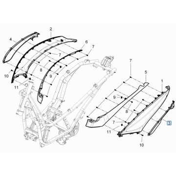 Coques latérales - Aileron Piaggio Beverly 125 RST 4T 4V IE E3 2010-2015 (EMEA)