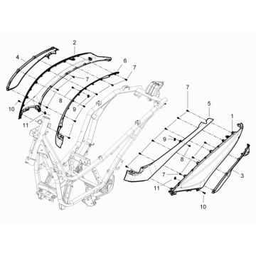 Carénages latéraux Piaggio Beverly 350 Sport Touring Euro 3 2013-2014 blanc 595