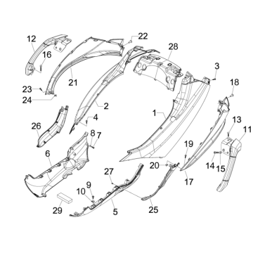 Carénages latéraux Piaggio MP3 300 LT Sport 2009-2014 noir competition 98/A