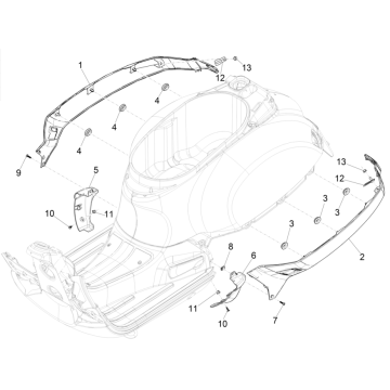 Couvertures latérales - Aileron Vespa GTS 125 4T E4 ABS 2019 (EMEA)