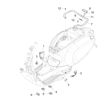 Caoutchoucs de cadre - Poignée passager Vespa Sprint 50 4T IGET 3V AC Euro 5
