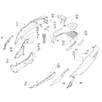 Carénages latéraux Piaggio MP3 300 ie LT Business - Sport (avec et sans ABS) 2016-2018