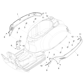 Carénages latéraux - Bas de caisse Vespa GTS 250 ie 2005-2016 (sans ABS) blanc 544