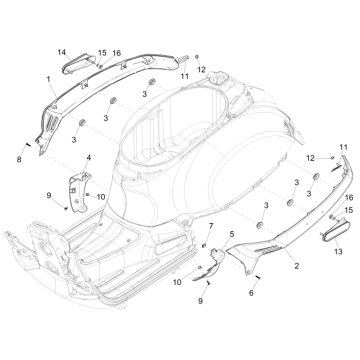 Caches latéraux Vespa GTS 300 ie 2008-2016 (avec et sans ABS) blancs 544