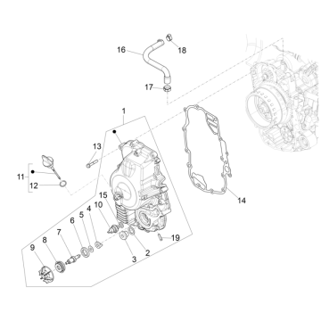 Couvre-volant magnétique - Filtre à huile Piaggio MP3 350 Maxi sport E4 ABS 2018-2020 (EMEA)