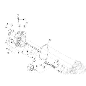 Couvre-volant magnétique - Filtre à huile Piaggio MP3 300 ie E4 LT BUSINESS - SPORT NOABS-ABS 2016 - 2018 (EMEA)