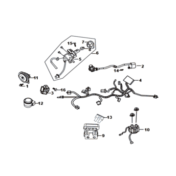 Faisceau de câbles - Commutateur d'allumage - Unité CDI Sym Fiddle II euro4 (WH-006), blanc