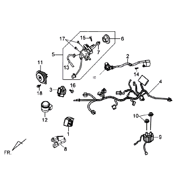 Faisceau de film - Commutateur d'allumage - Unité CDI Sym Orbit II (WH8018P) blanc