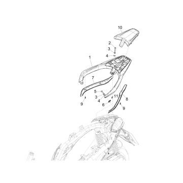 Support arrière pour Piaggio Medley 125 4T IE ABS E4 2016-2019 (EMEA)