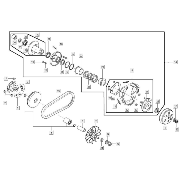 Accouplement de variateur Kymco Agilitiy 16+4T 150I E4