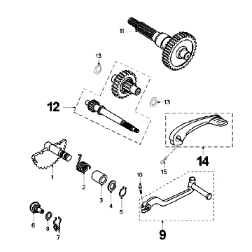 Transmission finale - Kickstart Peugeot Elyseo noir