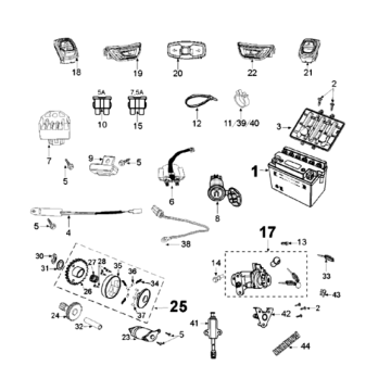Elektrisch gedeelte Peugeot Django 125 Allure E3 2014-2017
