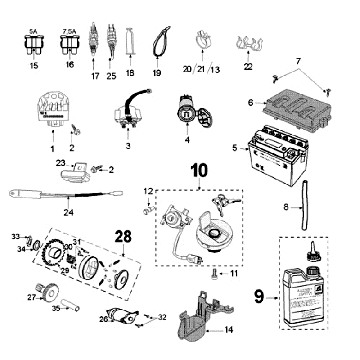 Pièce électrique Peugeot Speedfight 3 4 temps rouge